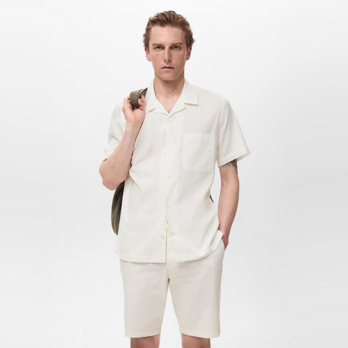 MANGO MAN - Camisa Regular Fit Seersucker Hombre Mango Man