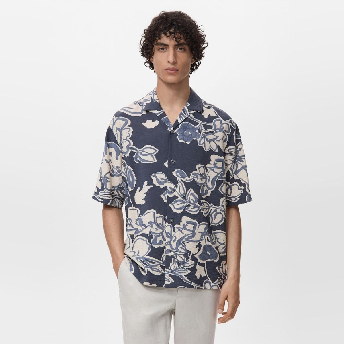 MANGO MAN - Camisa Floral Efecto Arrugado Hombre Mango Man
