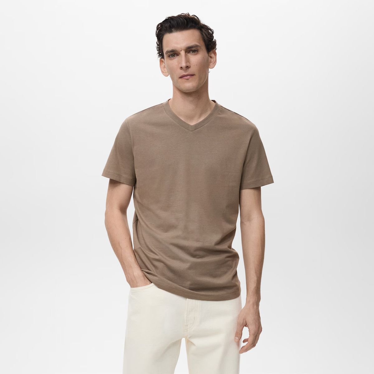 MANGO MAN - Polera Cuello V Hombre Mango Man