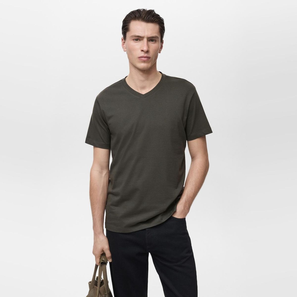 MANGO MAN - Polera Cuello V Hombre Mango Man