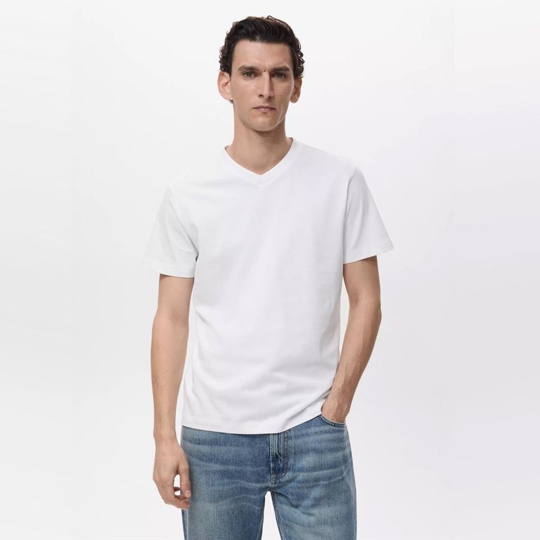 MANGO MAN Polera Cuello V Hombre