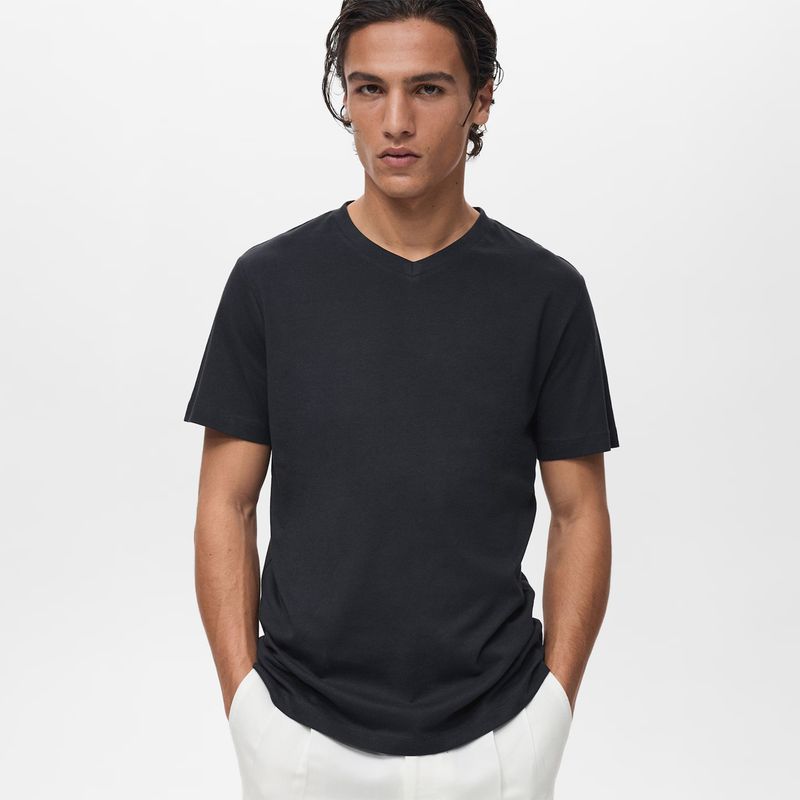 MANGO MAN - Polera Cuello Pico Hombre Mango Man