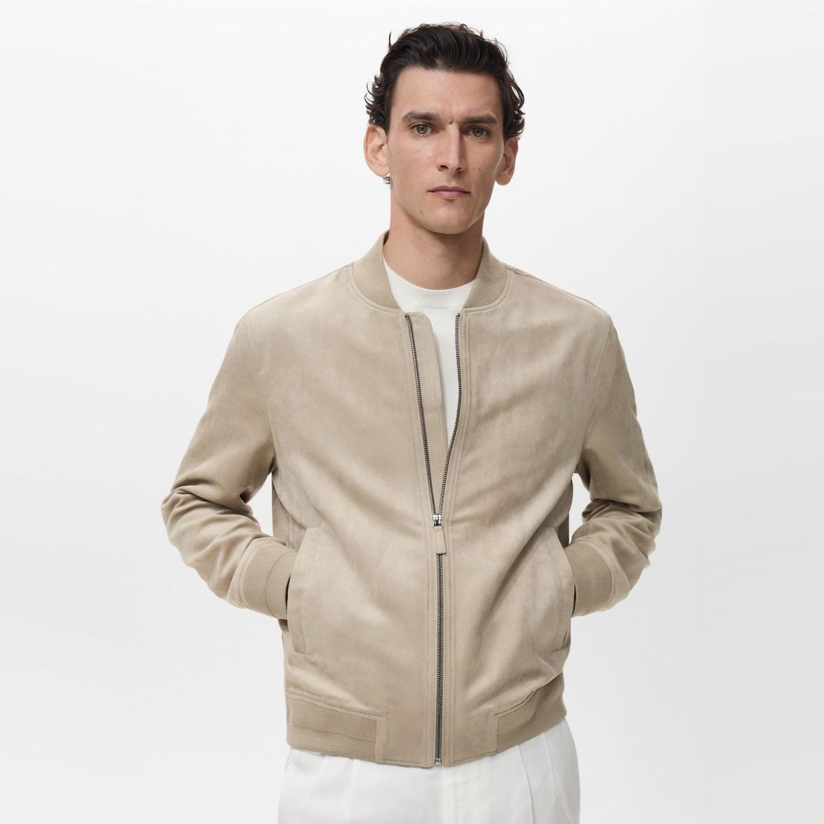 MANGO MAN - Chaqueta Bomber Efecto Ante Hombre Mango Man