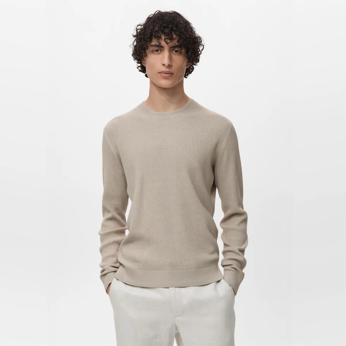 MANGO MAN - Sweater Algodón Punto Fino Canalé Hombre Mango Man