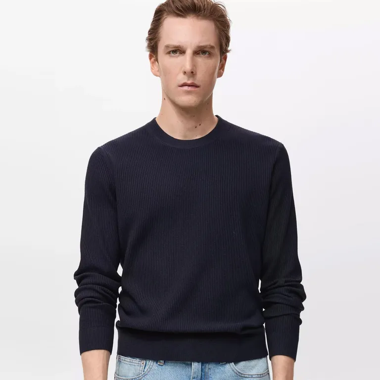 Sweater Algodón Punto Fino Canalé Hombre