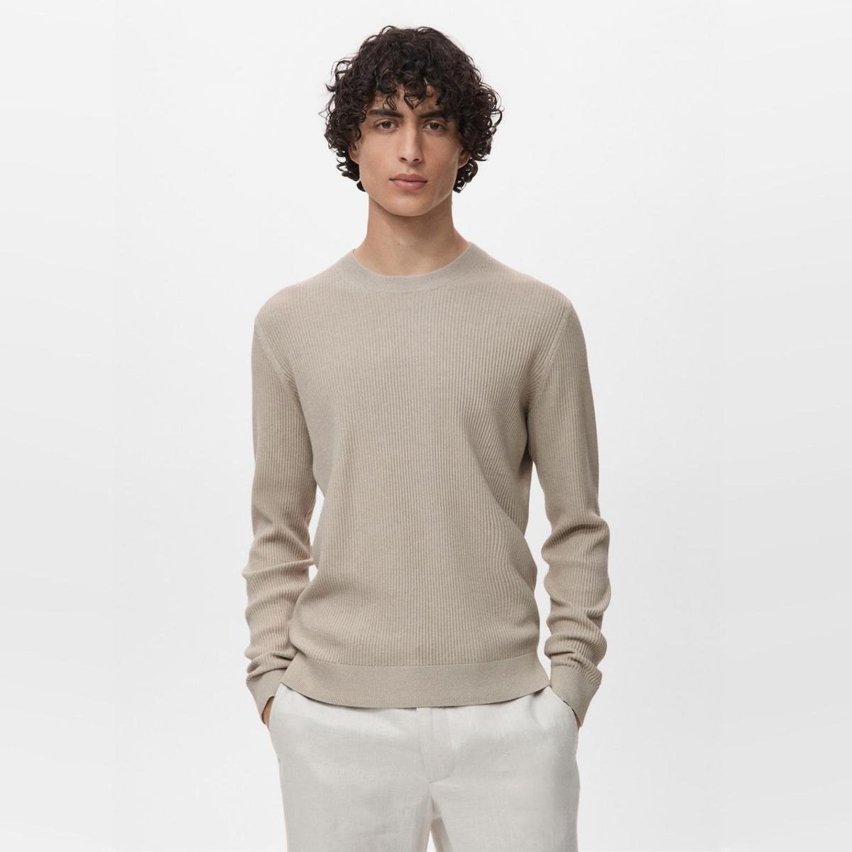 MANGO MAN - Sweater Algodón Punto Fino Canalé Hombre Mango Man