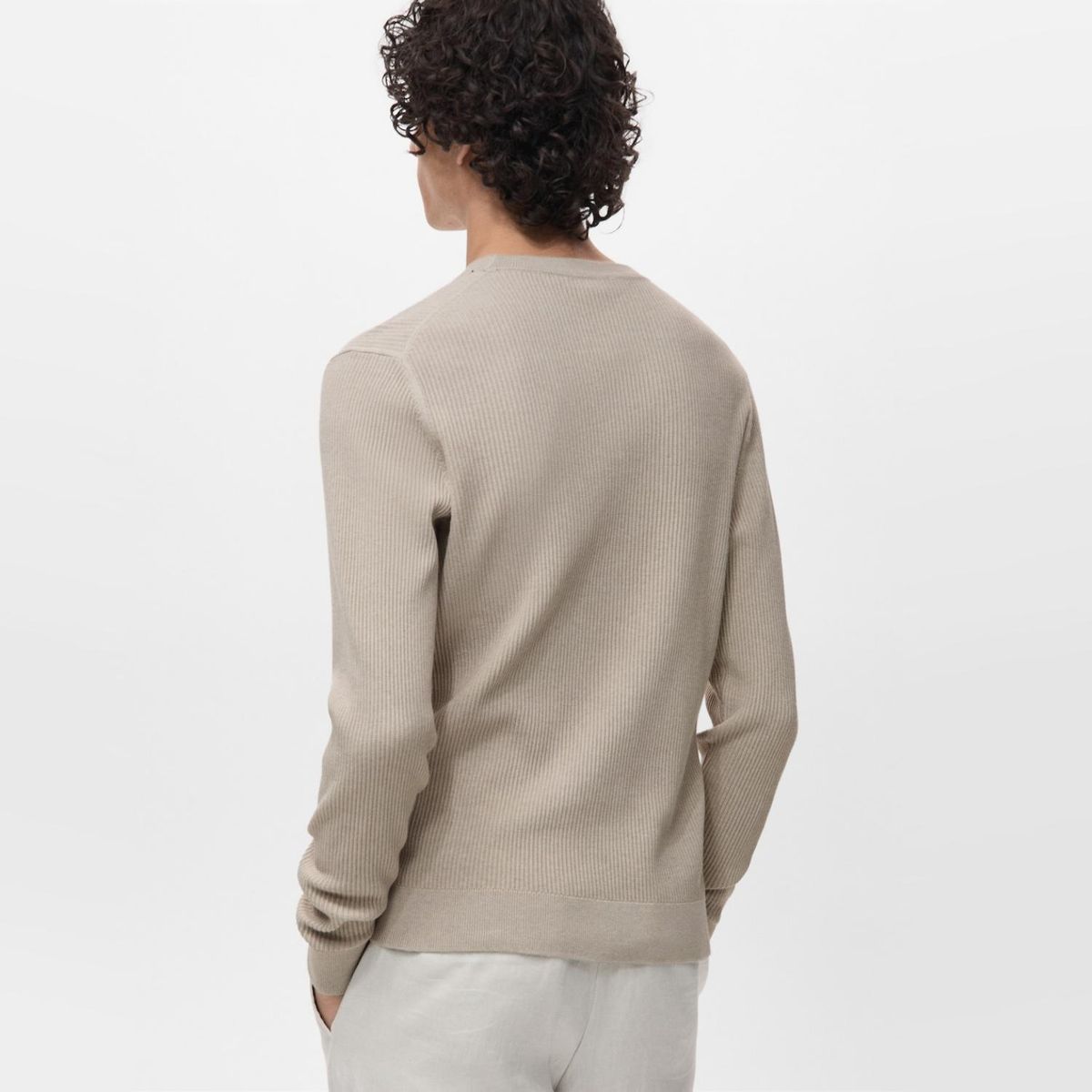 MANGO MAN - Sweater Algodón Punto Fino Canalé Hombre Mango Man