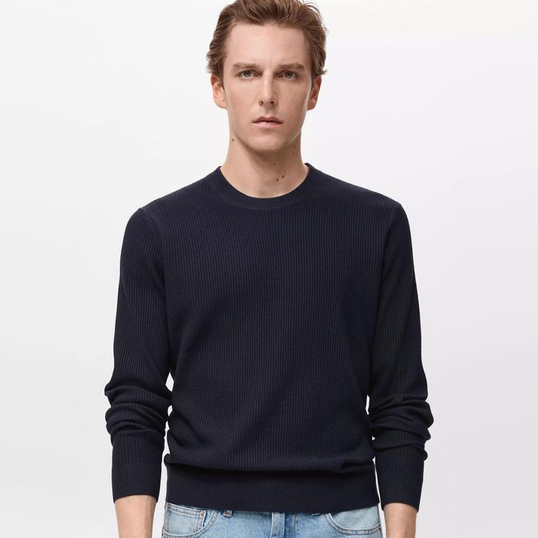 Sweater Algodón Punto Fino Canalé Hombre