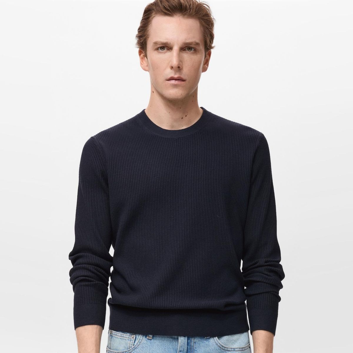 MANGO MAN - Sweater Algodón Punto Fino Canalé Hombre Mango Man