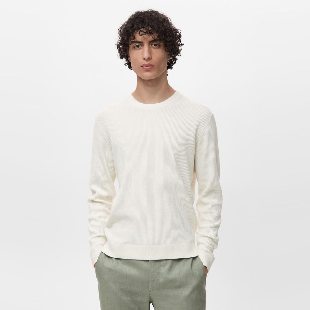 MANGO MAN - Sweater Algodón Punto Fino Canalé Hombre Mango Man