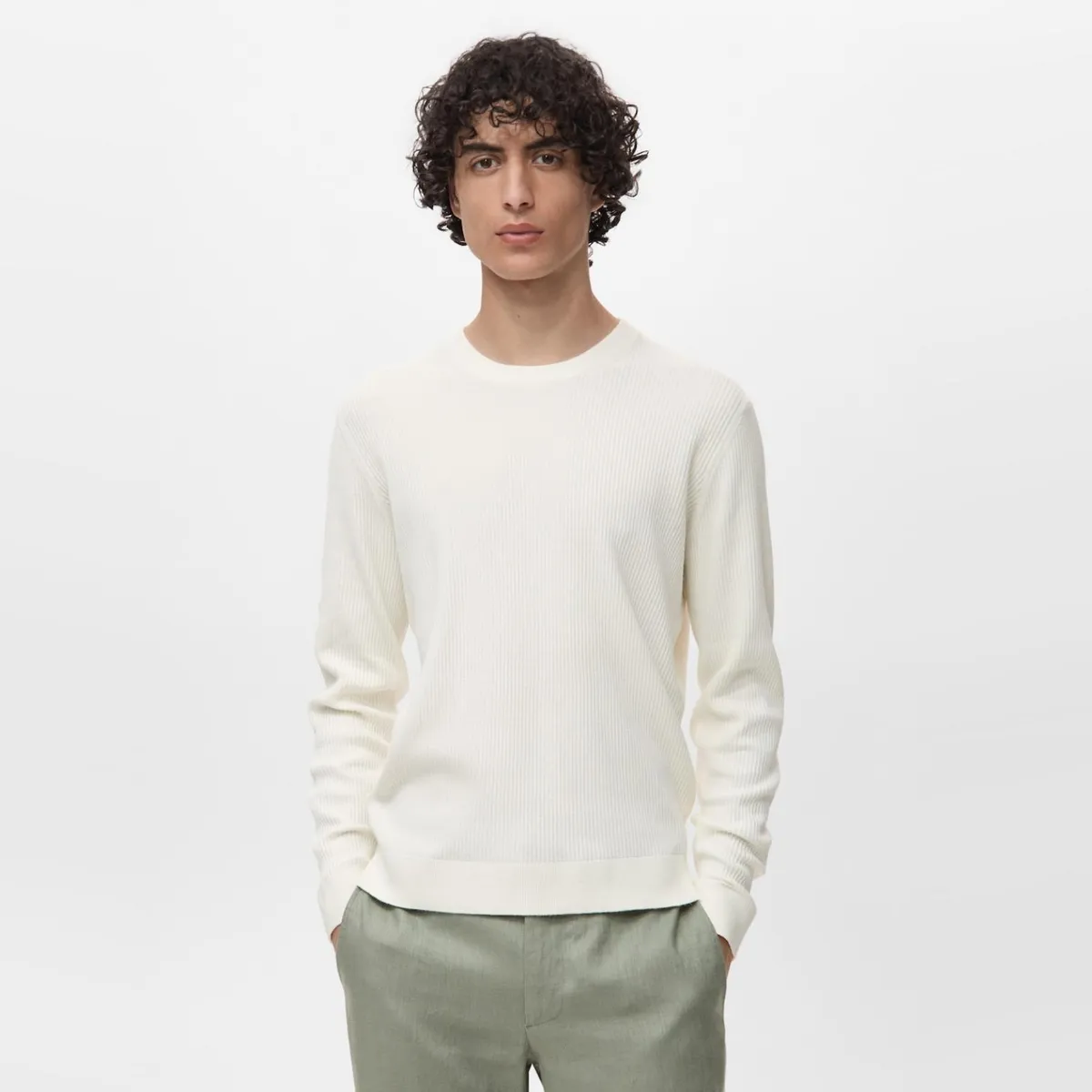 MANGO MAN - Sweater Algodón Punto Fino Canalé Hombre Mango Man