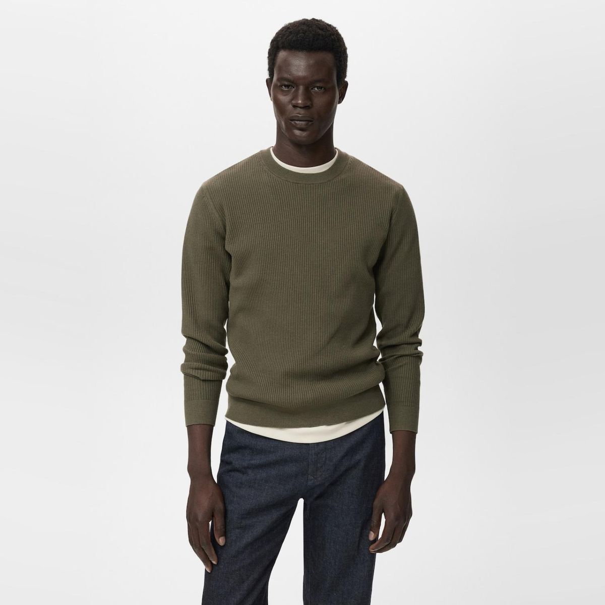 MANGO MAN - Sweater Algodón Punto Fino Canalé Hombre Mango Man