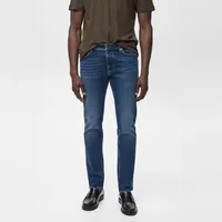 Jeans Jan Slim Fit Lavado Oscuro Desgastado Hombre