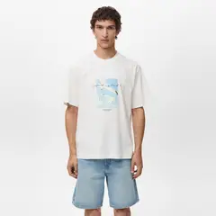 MANGO MAN - Polera Parche Estampado Hombre