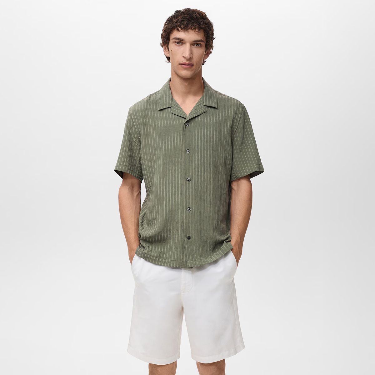 MANGO MAN - Camisa Rayas Manga Corta Hombre Mango Man