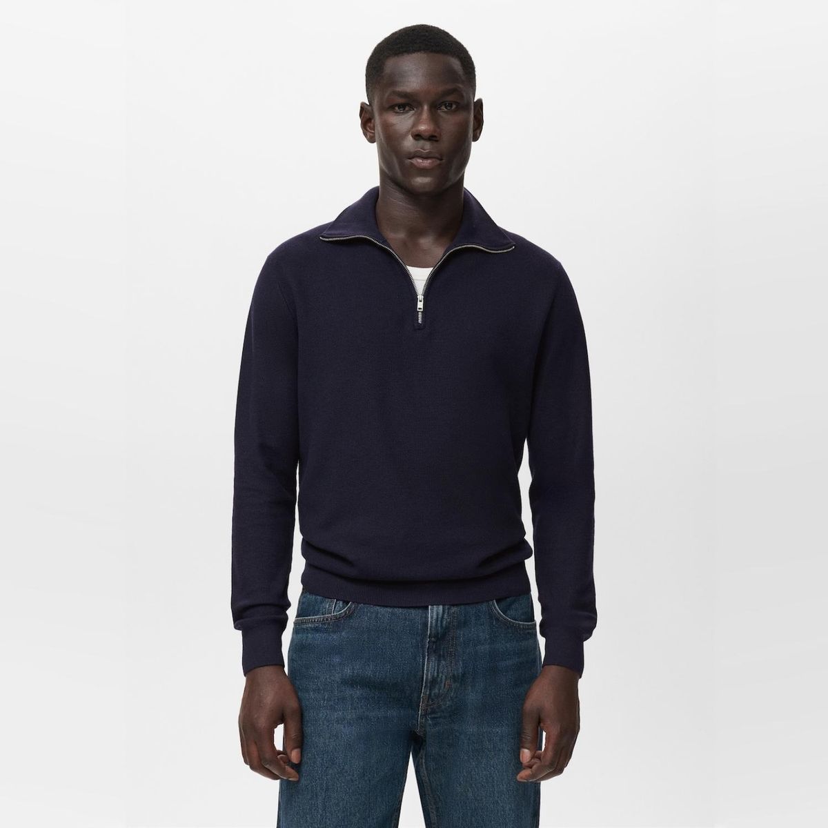 MANGO MAN - Sweater Microestructura Cuello Cierre Hombre Mango Man
