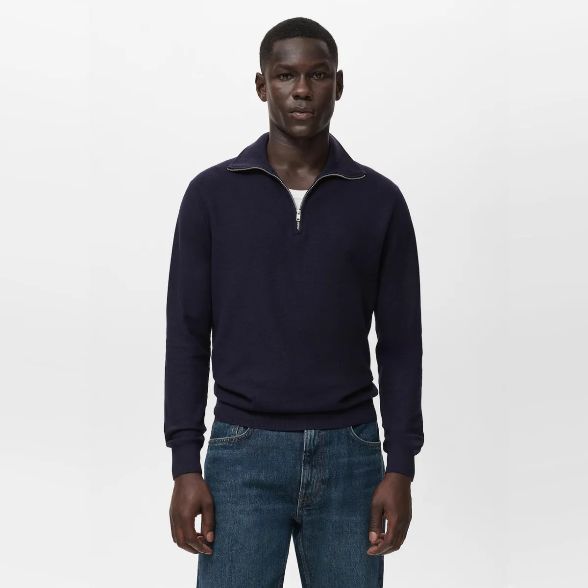 MANGO MAN - Sweater Microestructura Cuello Cremallera Hombre Mango Man