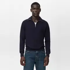 MANGO MAN - Sweater Microestructura Cuello Cremallera Hombre