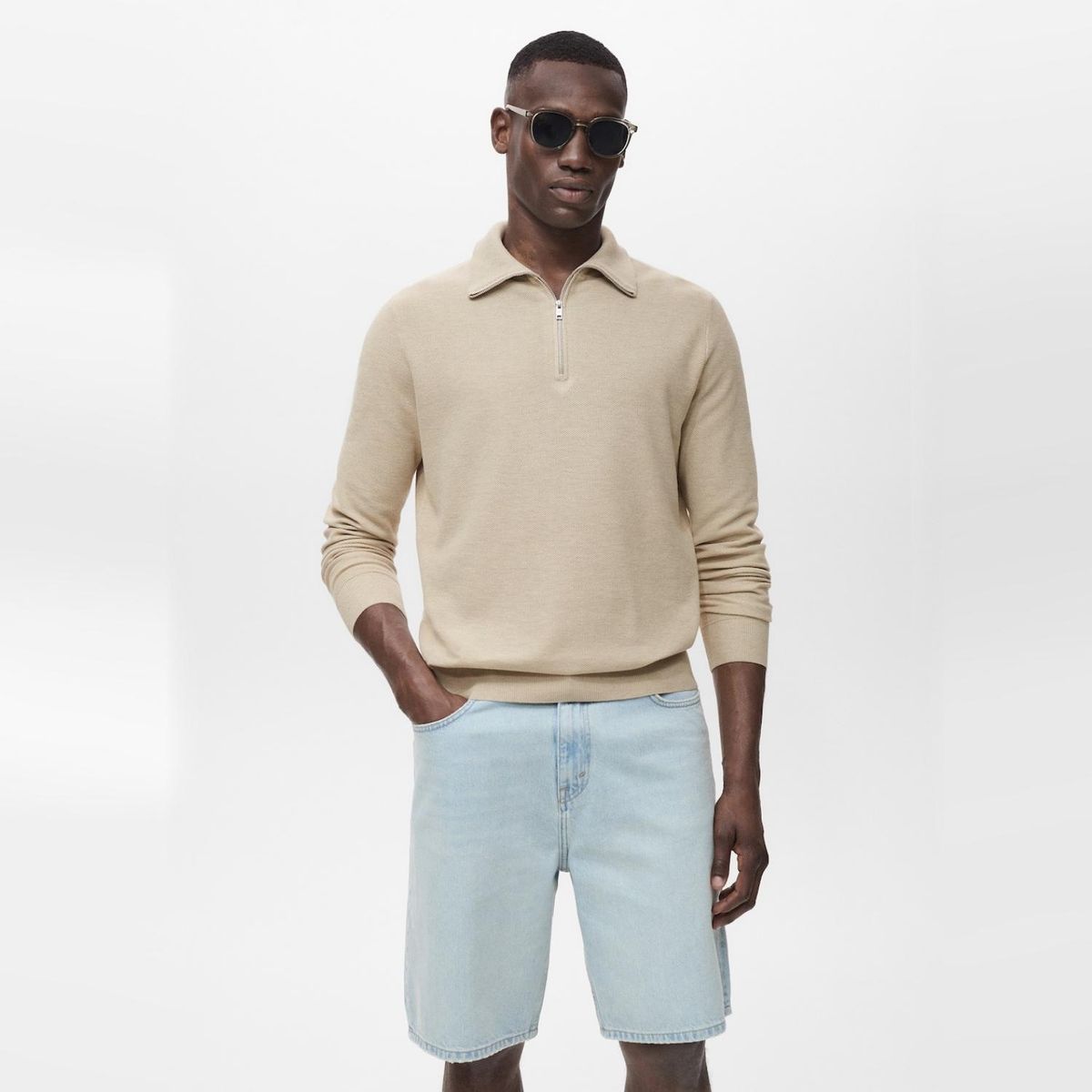 MANGO MAN - Sweater Microestructura Cuello Cremallera Hombre Mango Man