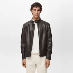 MANGO MAN - Chaqueta Efecto Piel Cremallera Hombre