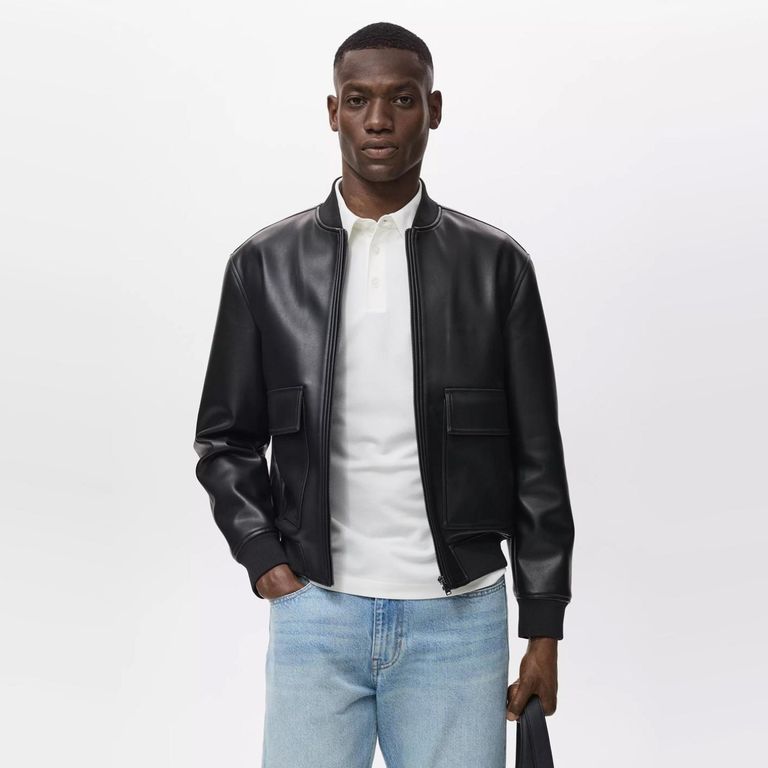 Chaqueta Bomber Efecto Piel Hombre