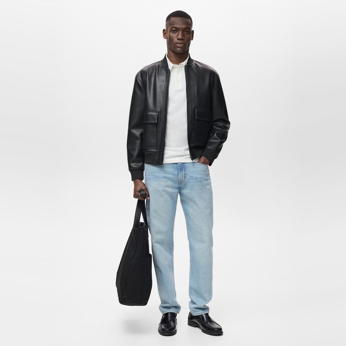 MANGO MAN - Chaqueta Bomber Efecto Piel Hombre Mango Man