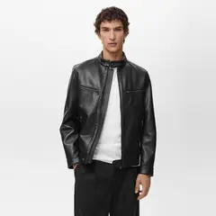 MANGO MAN - Chaqueta Efecto Piel Cremallera Hombre