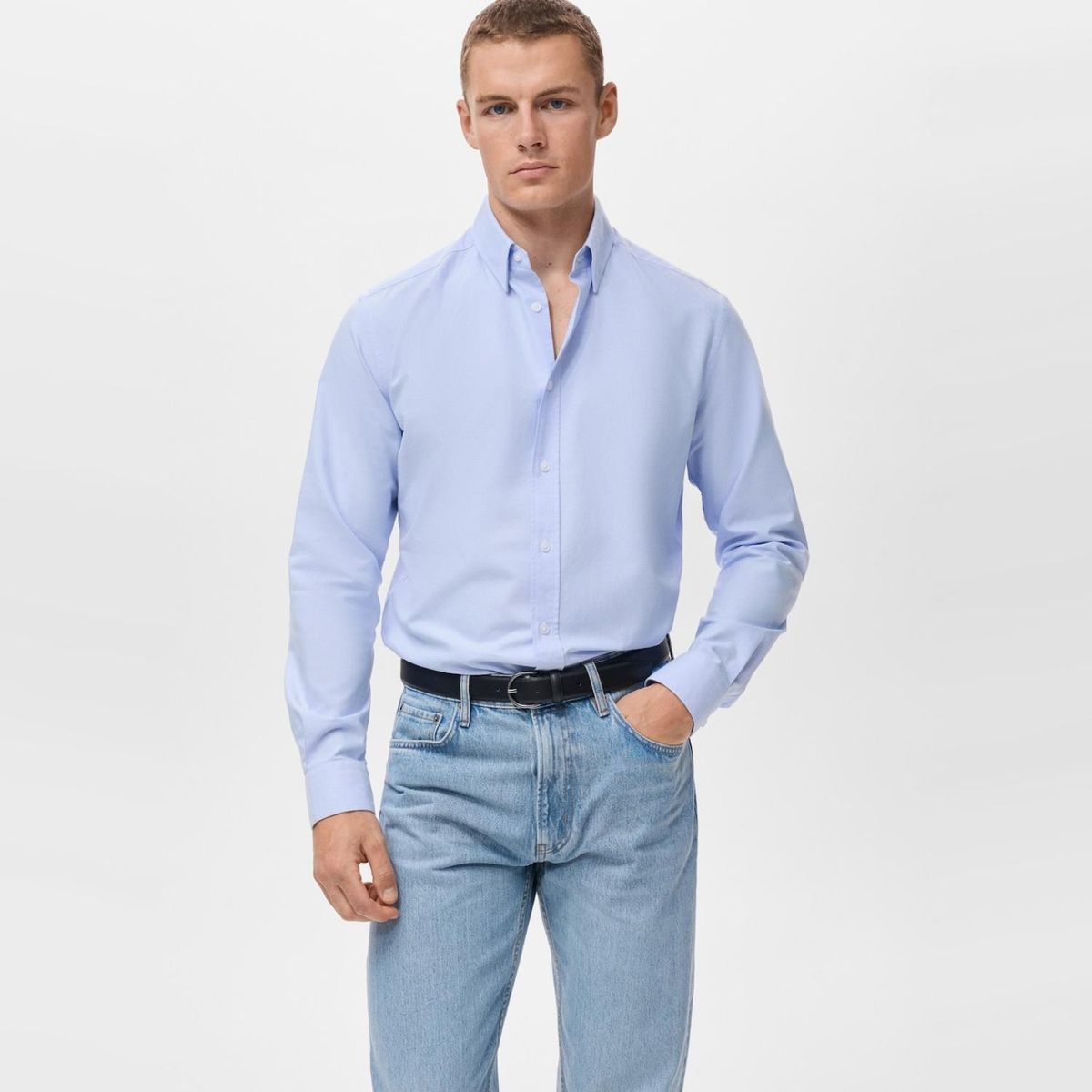 MANGO MAN - Camisa 100% Algodón Oxford Hombre Mango Man