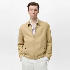 MANGO MAN - Chaqueta Lino Cremallera Hombre