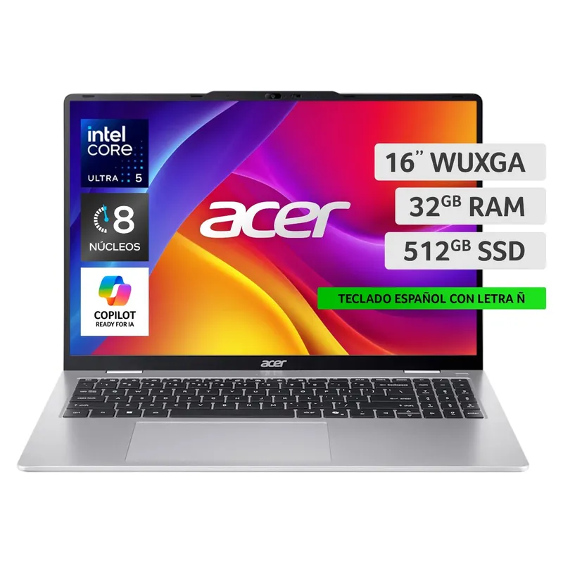ACER - Notebook Acer Aspire Lite 16 AL16-53P Intel Ultra 5 32GB RAM 512GB SSD 16 Pulgadas IPS WUXGA