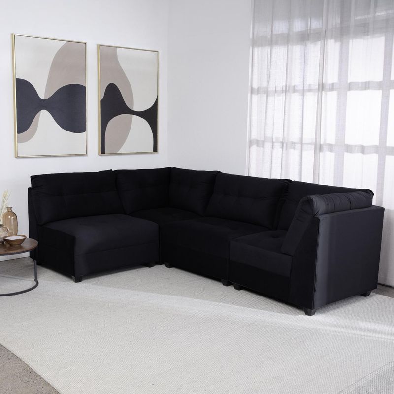 DECO CLASS - Sofá Seccional Sicialia Velvet Azul Deco Class