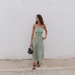 HIMBA - Vestido Estampado Tirantes 100% Lino Mujer