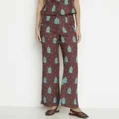 HIMBA - Pantalón Estampado 100% Lino Mujer