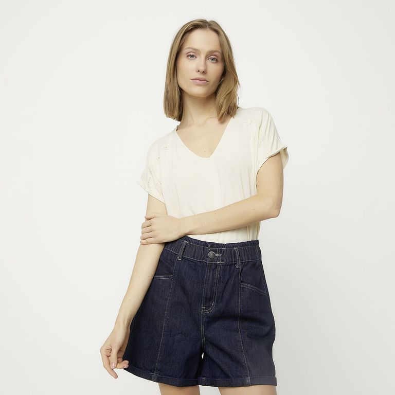 VERO MODA Polera Manga Corta Cuello Redondo Mujer