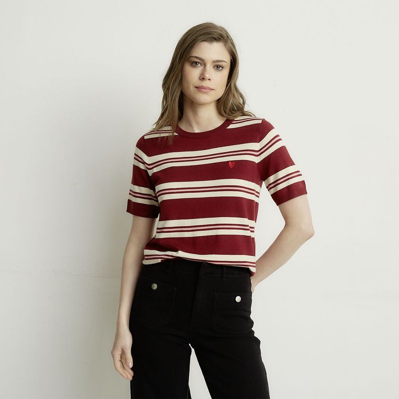 VERO MODA - Polera Rayas Manga Corta Mujer Vero Moda