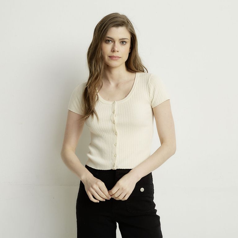 Polera Botones Manga Corta Mujer