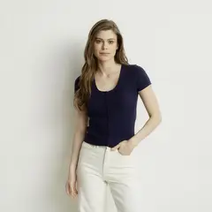 VERO MODA - Polera Botones Manga Corta Mujer