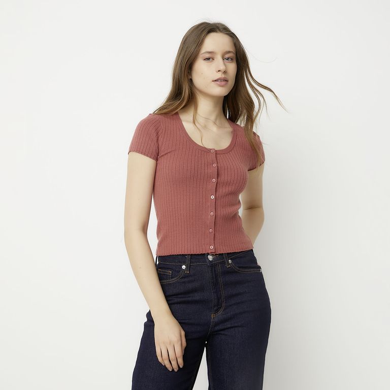 VERO MODA Polera Botones Manga Corta Mujer
