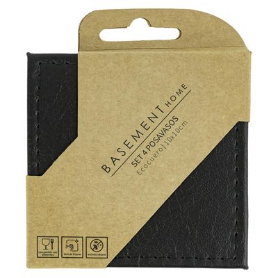Imagen 2 del producto Set 4 Posavasos Negro 10Cm