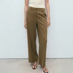 MANGO - Pantalón Recto Tiro Medio Mujer