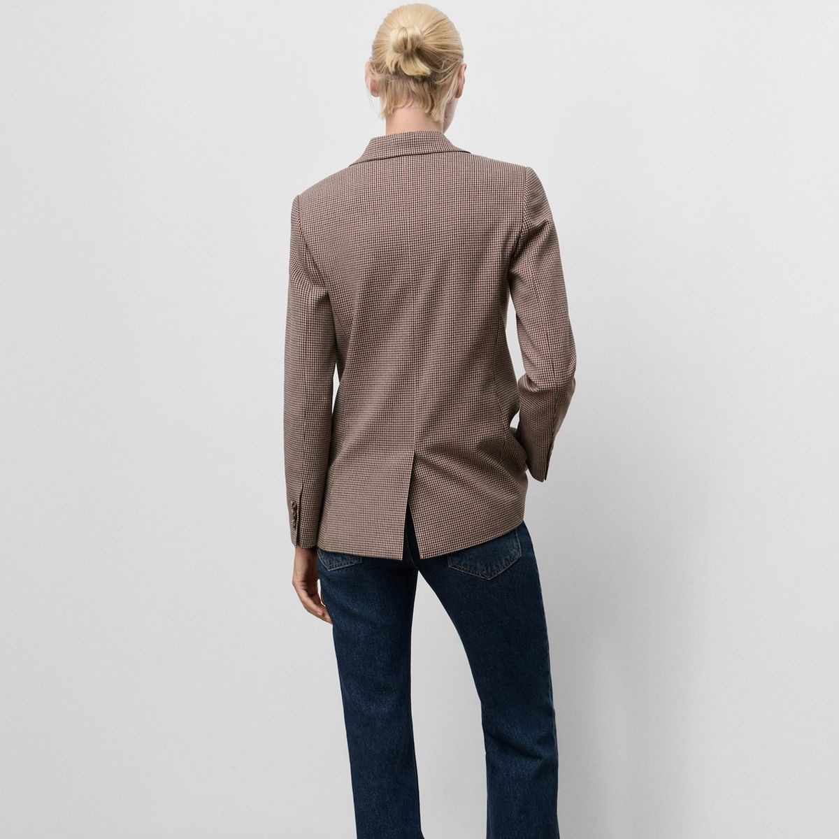 MANGO - Blazer Cruzada Micro Pata De Gallo Mujer Mango