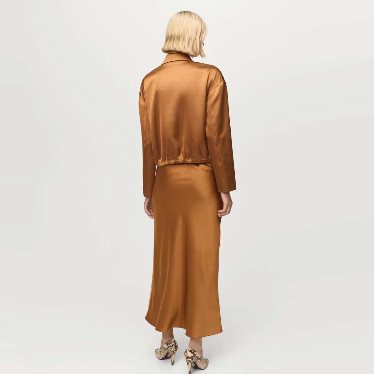 MANGO - Falda Midi Satinada Mujer Mango