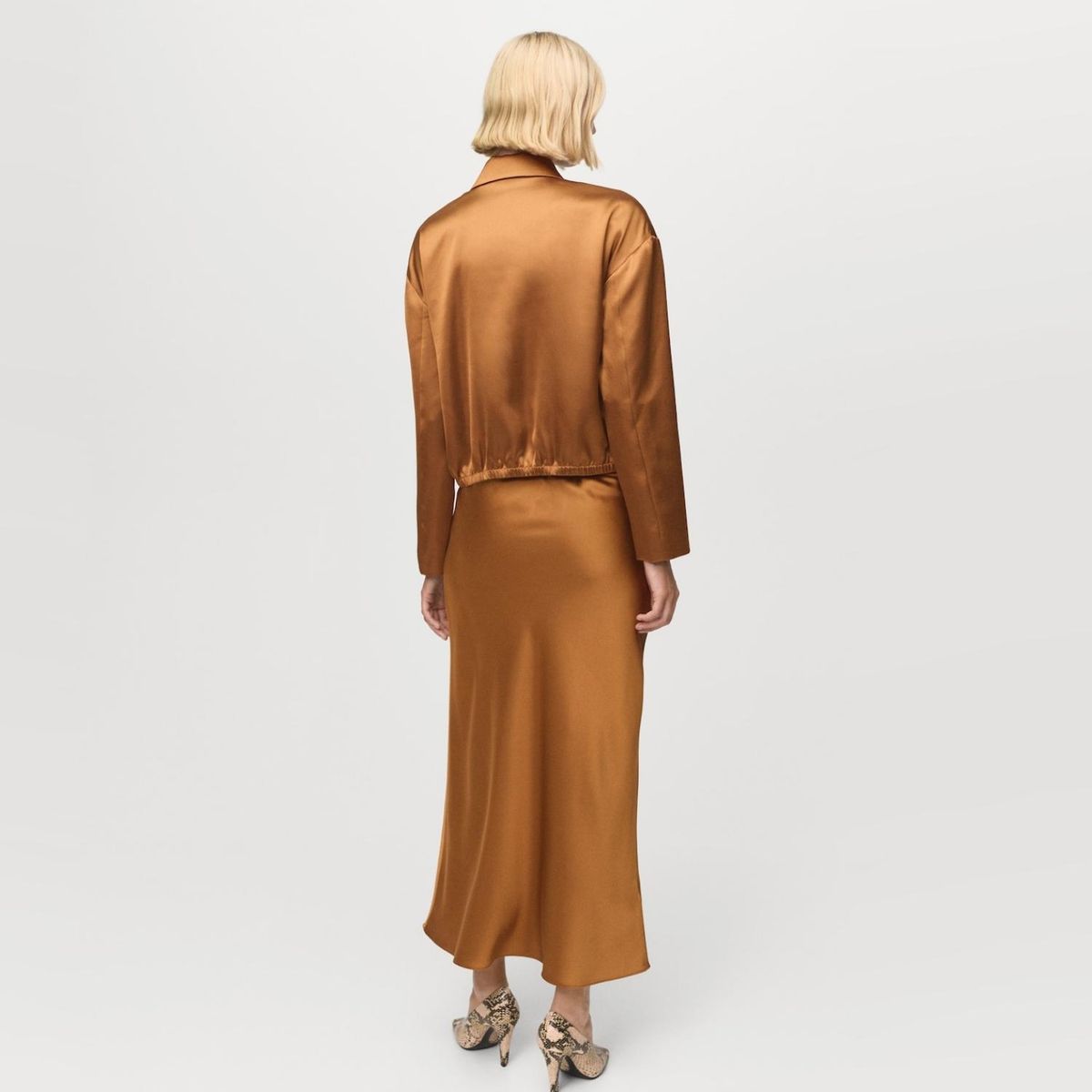 MANGO - Falda Midi Satinada Mujer Mango