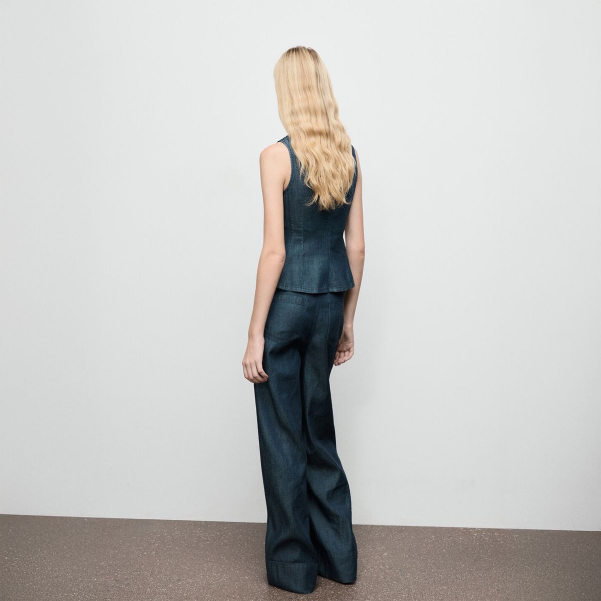 MANGO - Pantalón Denim Wide Leg Costuras Mujer Mango