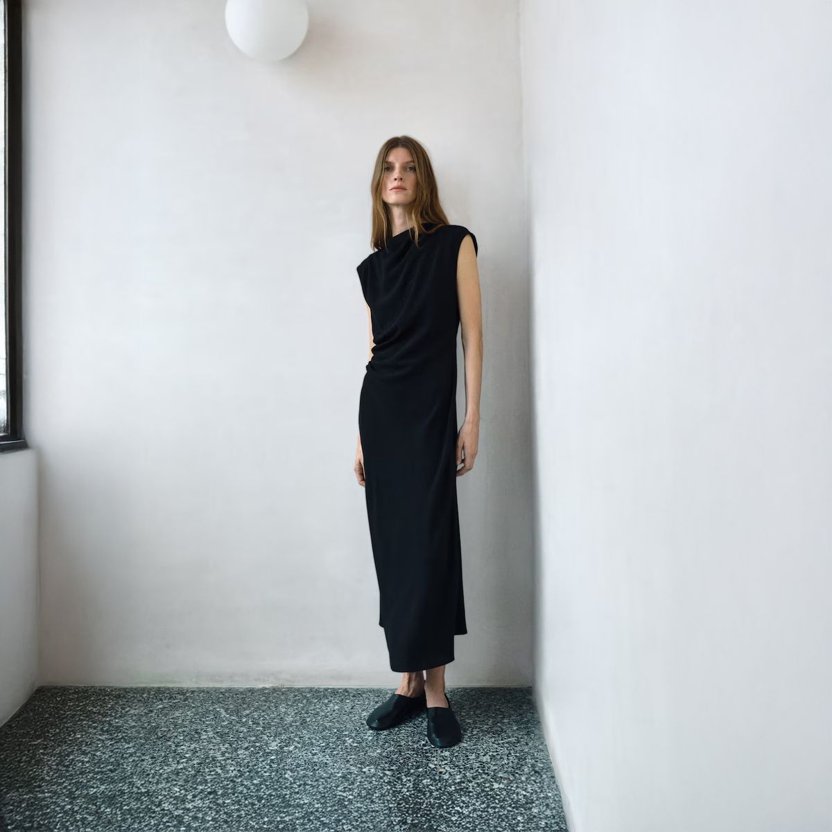 MANGO - Vestido Midi Fruncido Mango Mujer