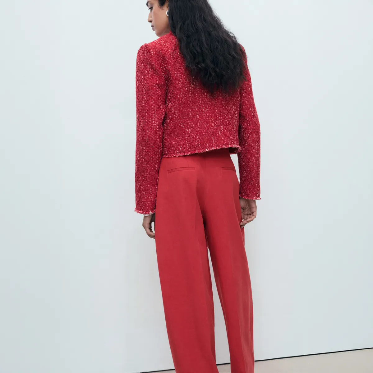 MANGO - Chaqueta Tweed Terminaciones Deshilachadas Mujer Mango