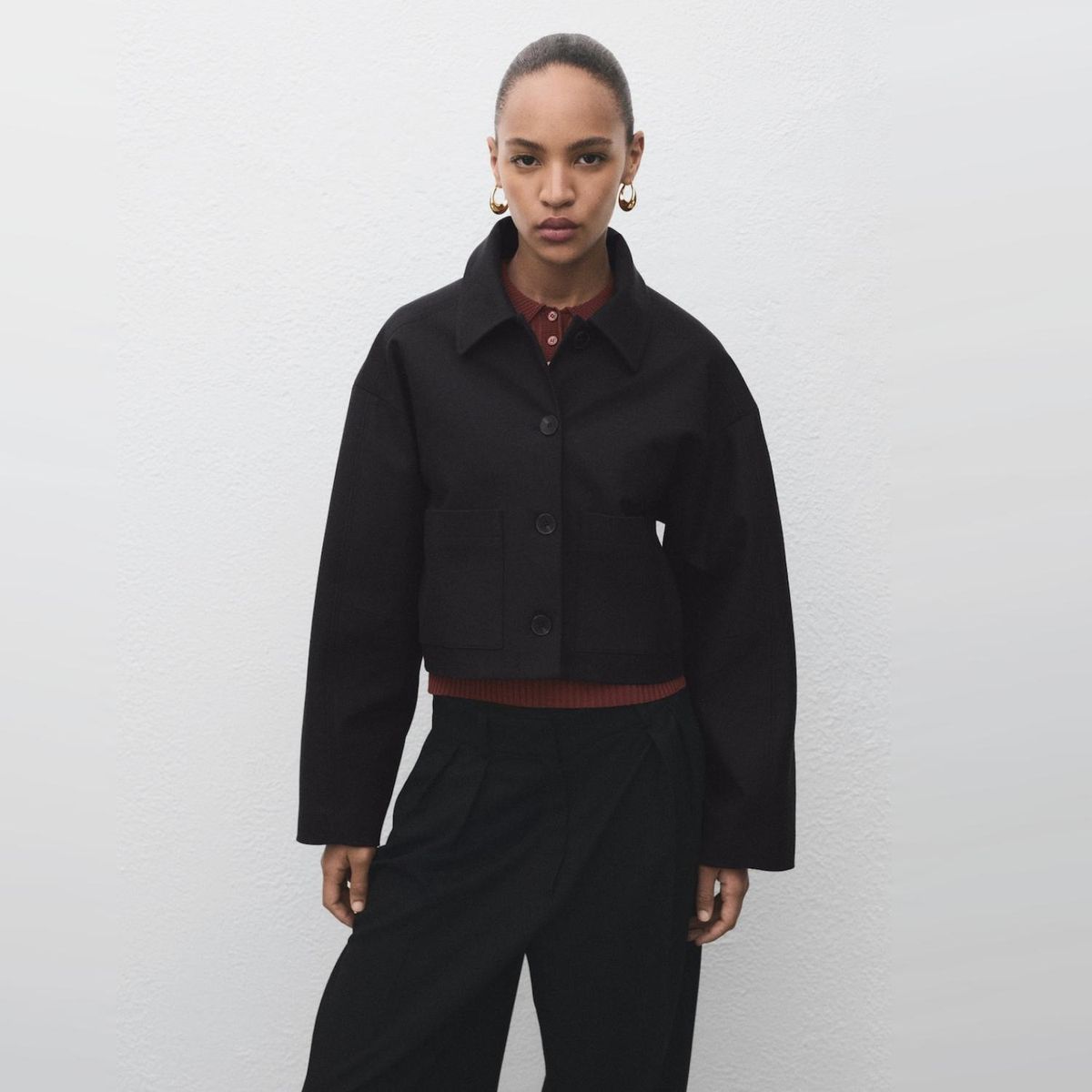 MANGO - Chaqueta Crop Bolsillos Mujer Mango