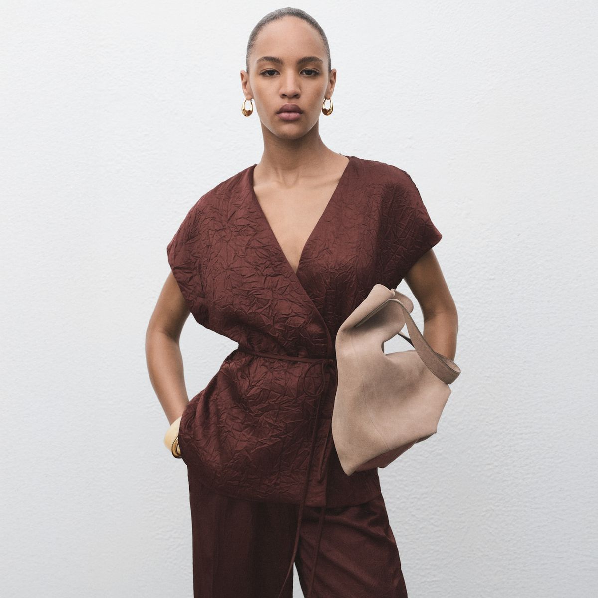 MANGO - Chaleco Cruzado Efecto Arrugado Mujer Mango