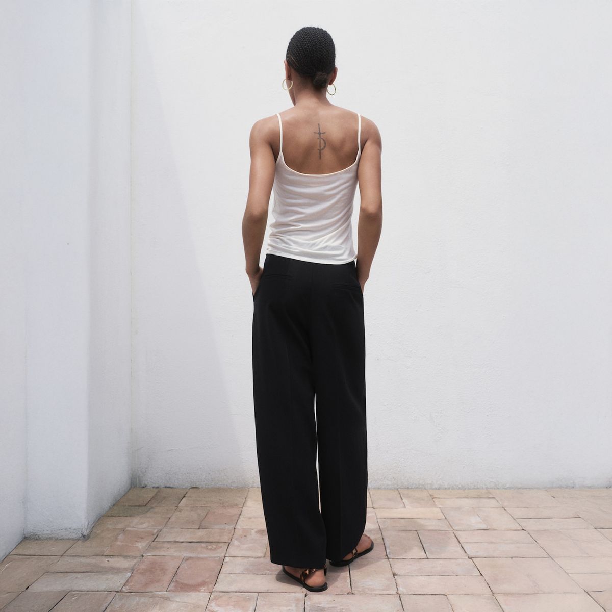 MANGO - Pantalón Wide Leg Pinzas Mujer Mango