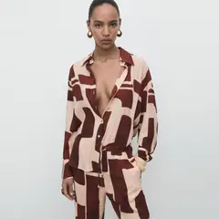 MANGO - Blusa Estampado Geométrico Mujer